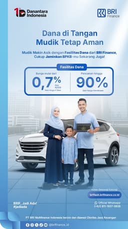 Mudik Tanpa Cemas Soal Biaya, BRI Finance Siapkan Fasilitas Dana Tunai Aman di Tangan 