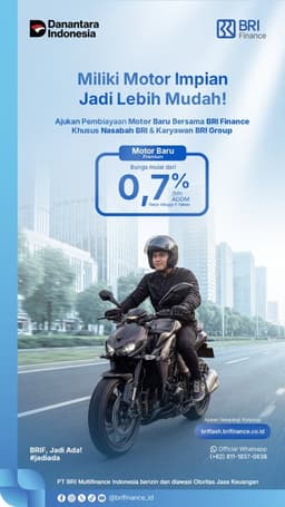 Hadirkan Pembiayaan Motor Baru Premium, BRI Finance Tawarkan Bunga Mulai 0,7% per Bulan