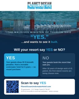 Planet Ocean Underwater Hotels Invites all Philippines Resorts to Evaluate Movable Underwater Hotel Partnership