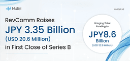 RevComm Raises JPY 3.35 Billion (USD 20.6 Million) in First Close of Series B, Bringing Total Funding to JPY 8.6 Billion (USD 52.8 Million)